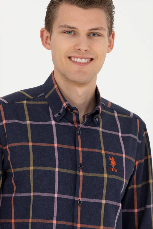 Мужская темно-синяя рубашка с длинным рукавом - U.s. polo assn фото 9