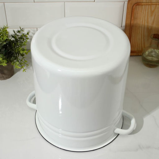 Кастрюля - бак эмалированная, 12 л, d=26 см, цилиндрическая, белая