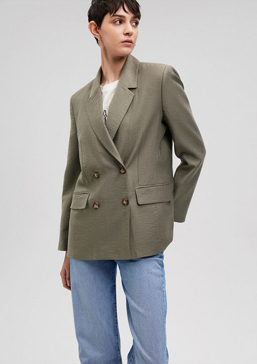 TENCEL TM Lyocell Gri Blazer Ceket