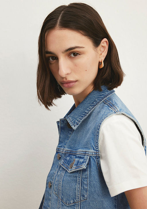 Rona Classic Denim Indigo Mavisi Jean Yelek фото 6