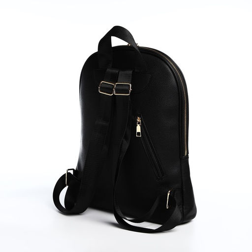 Рюкзак женский из искусственной кожи на молнии, 2 кармана, цвет чёрный - Simaland фото 3