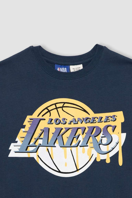 Футболка оверсайз с круглым вырезом и короткими рукавами НБА Лос-Анджелес Лейкерс для мальчиков - Defacto фото 5