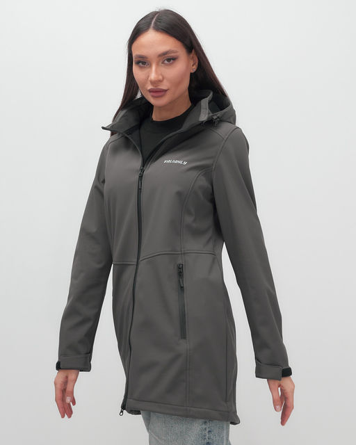 Парка спортивная женская с капюшоном softshell темно-серого цвета 9568TC - Mtforce фото 10