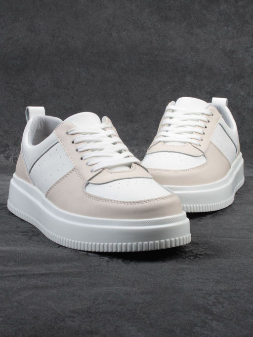 03-YJ425-1 WHITE/BEIGE Полуботинки спортивные женские (натуральная кожа) - Фабричный китай фото 12