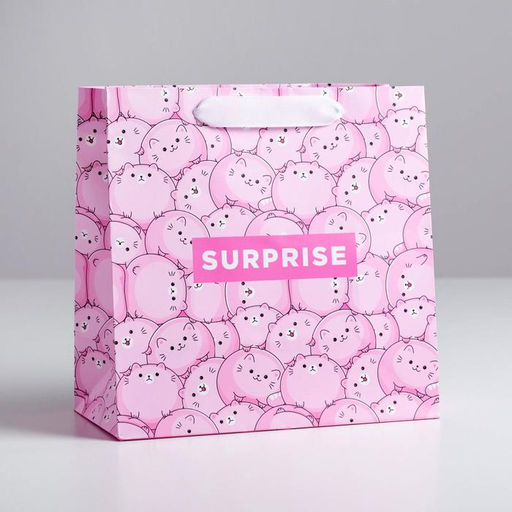 Цена за 2 шт. Пакет подарочный ламинированный квадратный, упаковка, Surprise, 22 х 22 х 11 см