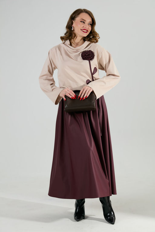 Платье NIKVA н924-10 капучино и бургунди  фото 4