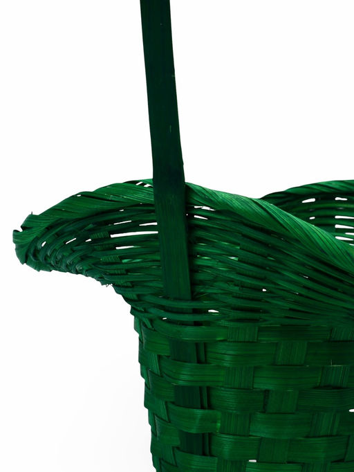 Корзина плетёная для хранения «Шляпа», 21×18×14 см, ручка h=15 см, бамбуковая, зелёная, Greengo