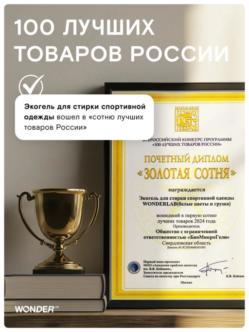WONDER LAB Экогель для стирки спортивной одежды (белые цветы и груша) 1 л  фото 10