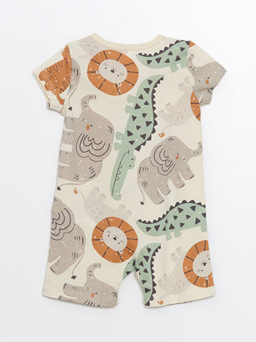 Bisiklet Yaka Timsah Bask?l? Erkek Bebek Tulum