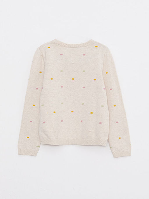 Bisiklet Yaka Desenli Uzun Kollu K?z ?ocuk Triko Kazak - Waikiki фото 2