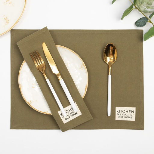 Набор салфеток «Этель» Kitchen, 30×40 см - 2 шт., 100% хлопок, саржа 220 г/м², зелёный