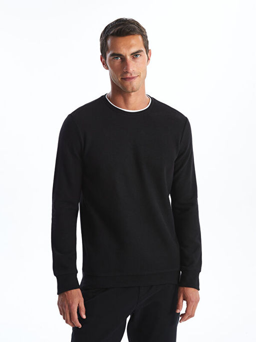 Bisiklet Yaka Uzun Kollu Erkek Sweatshirt