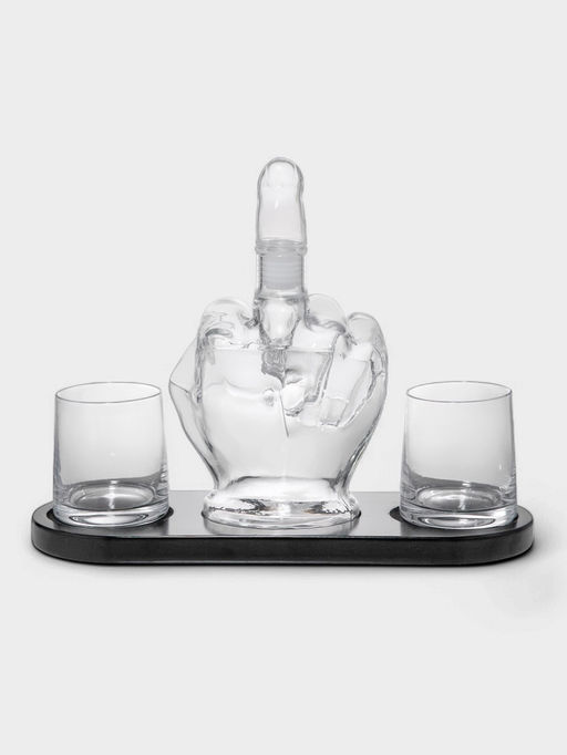 Мини-Бар Средний палец, 1 л, 2 бокала, на подставке, стекло, дерево - Simaland фото 3