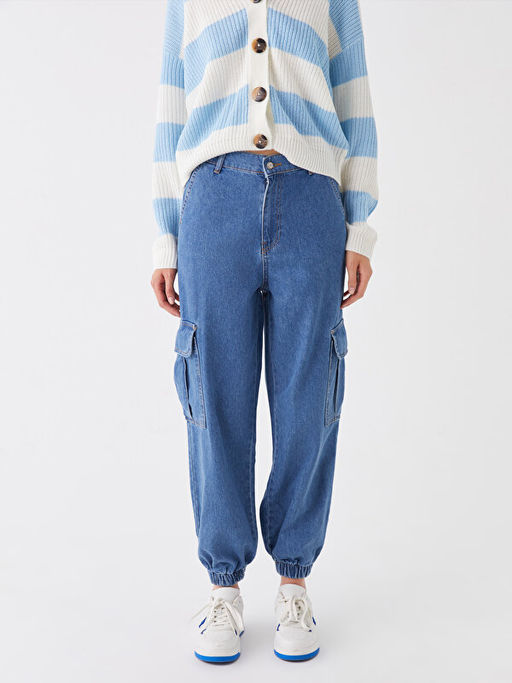 Jogger Kad?n Kargo Jean Pantolon