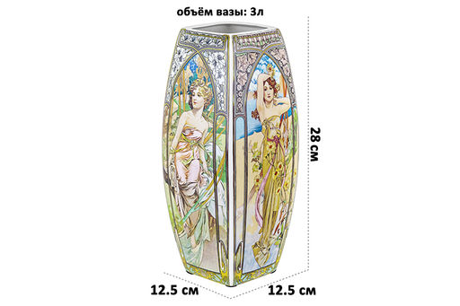 Ваза 3 л 12,5*12,5*28 см Времена суток квадрат, NEW BONE CHINA - Elan gallery фото 2