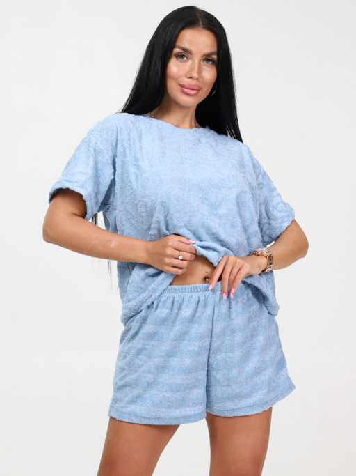 460 ЖЕНСКАЯ ПИЖАМА (шорты) (Голубой в ассортименте) - А-дина фото 3