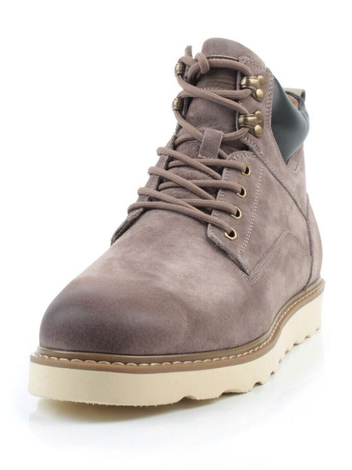 05-H50119A-3 GRAY/BROWN Ботинки демисезонные мужские (натуральная кожа, байка)