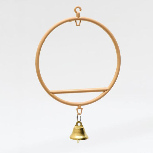 Качели для птиц круглые d 11,5 см, с колокольчиком, бежевые - Пижон фото 2