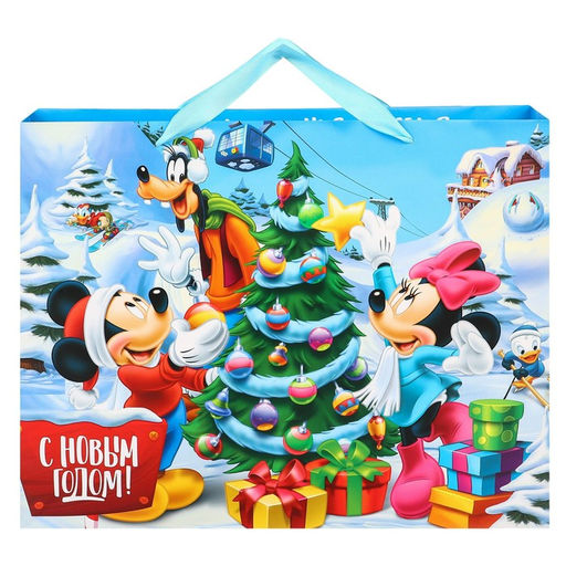 Пакет ламинат горизонтальный С Новым годом!, 40х31х11,5 см, Микки Маус и его друзья - Disney фото 2