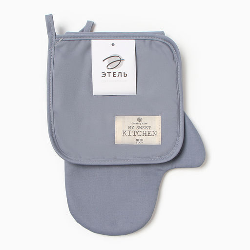 Набор кух. Этель Kitchen цв.серый, варежка-прихватка 20х28см, прихватка 19х19см,100% хл  фото 6