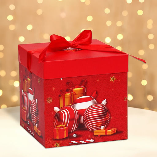 Коробка подарочная новогодняя складная «Игрушки» 15×15×15 см