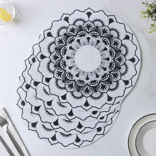 Набор салфеток сервировочных Доляна Мандалы, 4 шт, d=38 см, цвет белый  фото 13