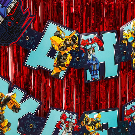 Набор для праздника "С Днем рождения", гирлянда 230 см, дождик 1х2 м, Трансформеры