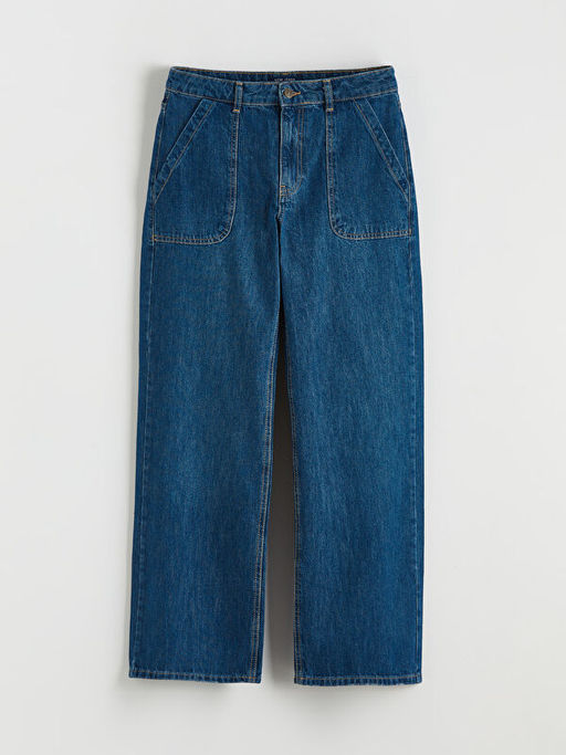 Y?ksek Bel Wideleg Kad?n Jean Pantolon