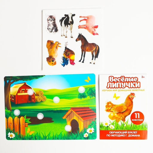Развивающая игра на липучках «Изучаем мир домашних животных», методика Домана, с обучающими карточками по методике Глена Домана