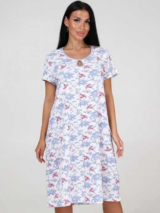 469 СОРОЧКА ЖЕНСКАЯ (Голубые/розовые цветы) - А-дина фото 3