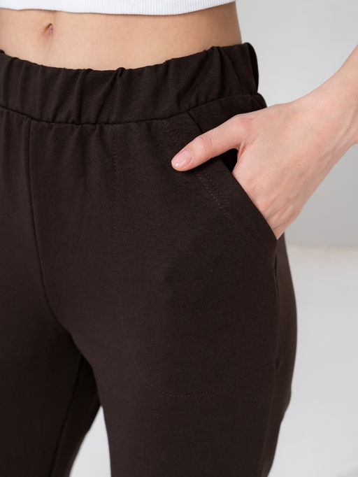 Брюки футер 2-хнитка мягкая резинка.,шоколадные - Binita фото 5