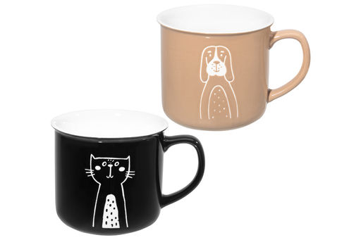 Набор 2 кружек 400 мл 12,5*9,5*8,8 см "Кот и пёс", фарфор