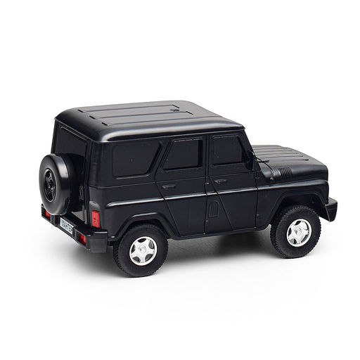 Машина пластик УАЗ Хантер 15 см, (свет-звук, 2 кнопки, черный) инерц, в коробке