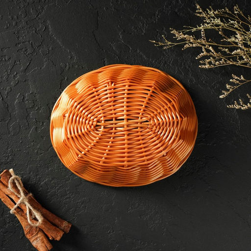 Корзинка для фруктов и хлеба Доляна «Капучино», 18×14×4 см, пластик, плетёная, коричневая