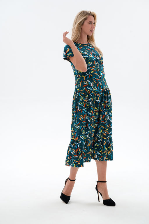 Платье женское из кулирки Кармелита веточка бирюза - Амадэль фото 10