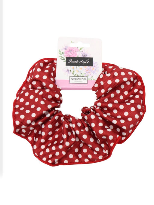 Цена за 3 шт. Резинка для волос "Орбита гранд" горох, 15 см, бело-красный