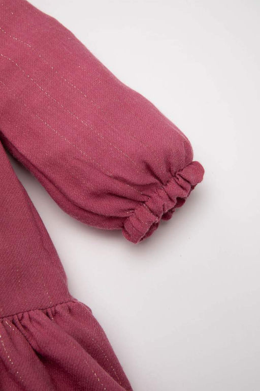 Платье из блестящей ткани с длинными рукавами для маленьких девочек - Defacto фото 3