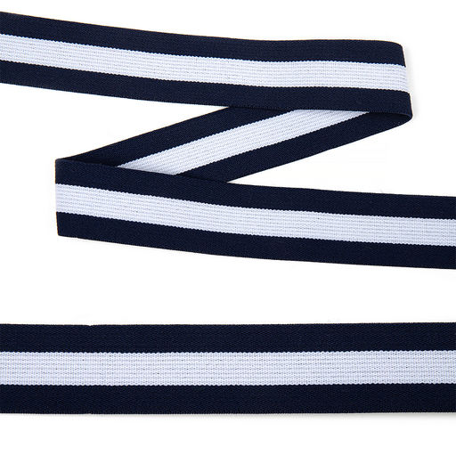 Резинка TBY тканая мягкая Полоска шир.30мм арт.ET.3014 цв.синий/белый уп.25м