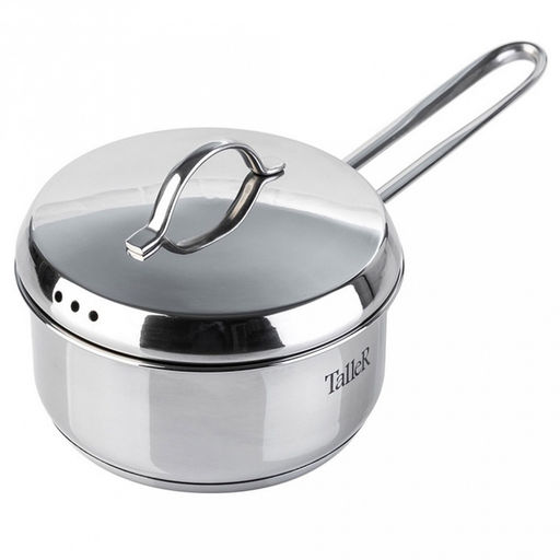 Ковш (яйцеварка) из нержавеющей стали Камилла 0,6л, д12см, h5,5см, s0,5мм, дно д10,5см, s3мм, с крышкой, полировка внешння - зеркальная, внутренняя - зеркальная, ручка из нержавеющей стали на сварке, мерная шкала, TalleR (Китай) Подходит для всех - Домашняя мода фото 2