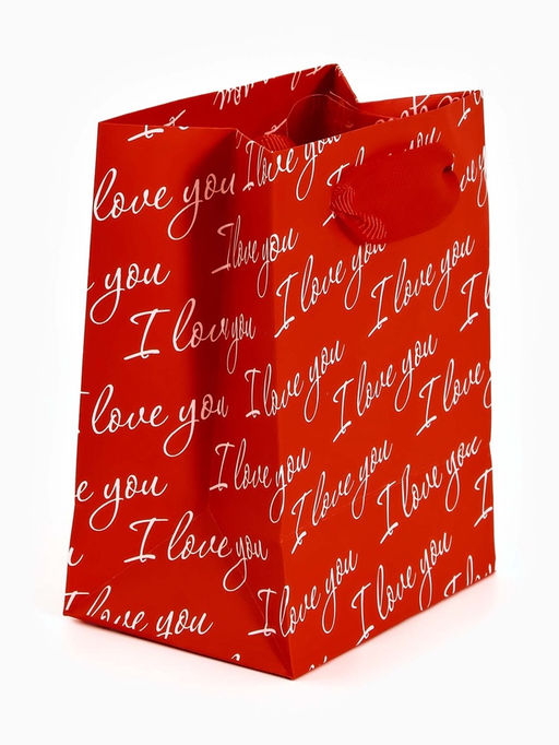 Цена за 4 шт. Пакет подарочный ламинированный Love you, 9×12×6.5 см