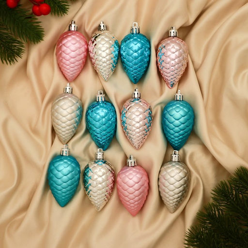 Ёлочные игрушки 12 шт. Шишка 6 см, МИКС