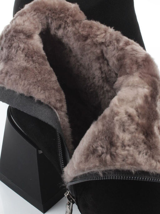 04-M3-9203 BLACK Ботильоны зимние женские (натуральная замша, натуральный мех)