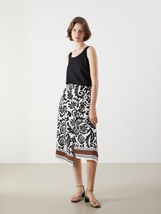 Beli Lastikli Desenli Etek