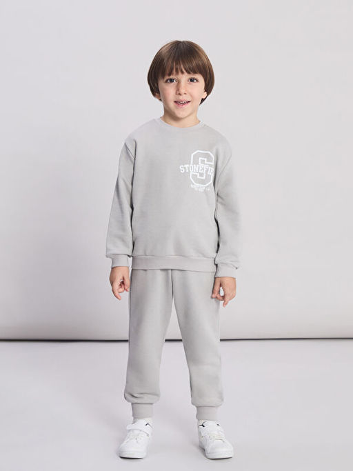 Bask?l? Erkek ?ocuk Sweatshirt ve E?ofman Alt?
