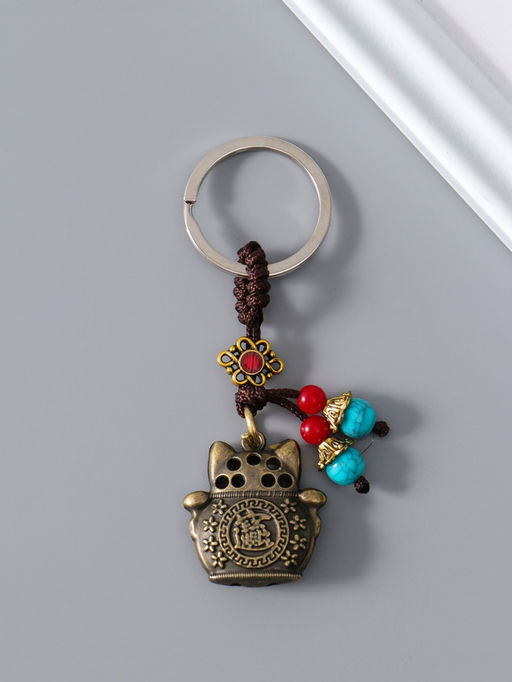 Цена за 2 шт. Брелок металл нэцке "Кот Манэки-нэко" 1х3х6 см