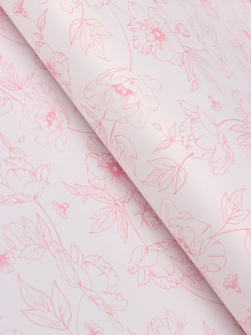 Цена за 20 шт. Плёнка флористическая для цветов, «Букет цветов», розовая, 57×57 см