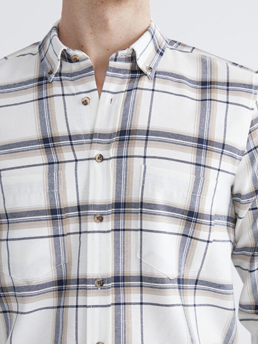 Regular Fit Uzun Kollu Ekose Gabardin Erkek G?mlek