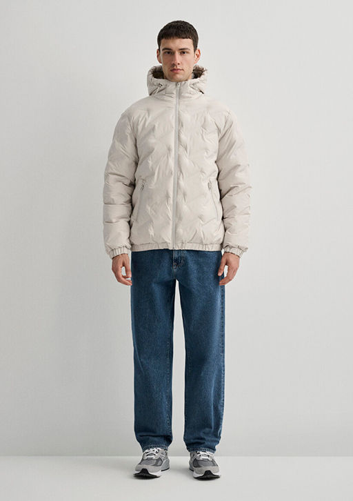 Kapusonlu Bej Ceket - Mavi фото 5