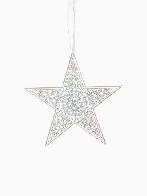 Цена за 3 шт. Ёлочная игрушка Зимнее волшебство. Изящная пластик, 12.512.5 см, прозрачный перелив фото 7