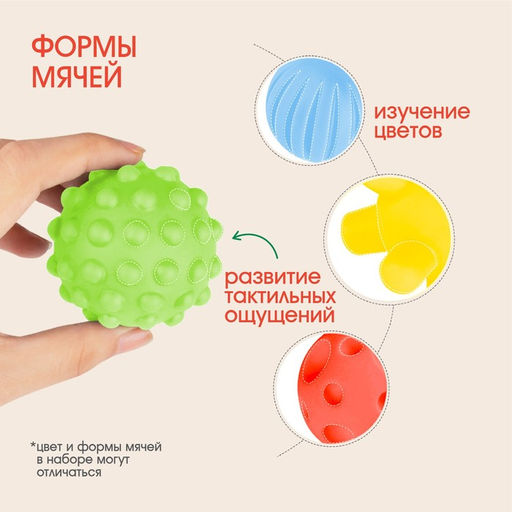 Подарочный набор развивающих тактильных мячиков Волшебный чемоданчик, 4 шт., Крошка Я